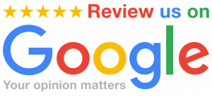 A graphic reading: "Review us on Google! Your opinion matters!"
